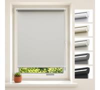 HOMEDEMO Store Enrouleur Occultant sans Perçage, 75 x 120 cm, Gris Clair | Largeur du Tissu 75cm, polyester opaque isolant thermique, protection intimité, sécurité chaîne, fixation avec/sans perçage