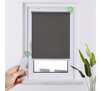 HOMEDEMO Stores Enrouleur Occultant Électriques M100, Moteur & Télécommande, avec ou sans Perçage, Rideau de Protection Solaire pour Fenêtres, 80 x 160 cm, Gris Foncé