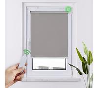 HOMEDEMO Stores Enrouleur Occultant Électriques M100, Moteur & Télécommande, avec ou sans Perçage, Rideau de Protection Solaire pour Fenêtres, 75 x 120 cm, Gris Clair