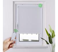 HOMEDEMO Stores Enrouleur Occultant Électriques M100, Moteur & Télécommande, avec ou sans Perçage, Rideau de Protection Solaire pour Fenêtres, 90 x 110 cm, Blanc