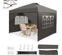HOMEDEMO Tonnelle de Jardin Pop-Up, Tonnelle Pliante Imperméable 3x3m, Anthracite, avec 4 Parois Latérales - Installation Rapide à Une Seule Personne - Parfaite pour Camping, Festival