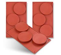 homEdge 3-Cavity Moule à disque en silicone 3 paquets de 3 paquets de moules à tranches Gustard en résine pour gâteaux faits main Marron