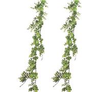 homEdge Lot de 2 guirlandes de buis artificielles, 1,8 m, Guirlande de Vigne à Suspendre pour décoration Murale de Mariage