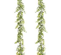 homEdge Lot de 2 guirlandes d'eucalyptus artificielles de 1,8 m - Vigne de verdure réaliste à suspendre pour décoration murale de mariage, toile de fond d'arche