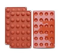 HomEdge Lot de 2 mini moules en silicone semi-gradués 24 cavités pour chocolat, gâteau, gélatine, mousse à dôme