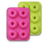 homEdge Lot de 2 moules à donuts en silicone antiadhésif de qualité alimentaire, couleur vert et rose
