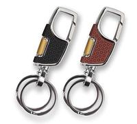 homEdge Lot de 2 porte-clés de voiture avec 2 anneaux en métal, noir et marron