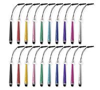 homEdge Lot de 20 mini stylets capacitifs universels avec prise jack 3,5 mm compatible avec tous les appareils avec écran tactile capacitif - 10 couleurs