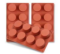 homEdge Lot de 3 moules cylindriques en silicone à 8 cavités pour faire du savon, du chocolat, des bougies et de la gelée Marron