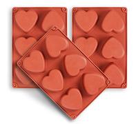 homEdge Lot de 3 moules en silicone en forme de cœur à 6 cavités pour faire du savon, du chocolat, des bougies et de la gelée Marron