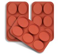 homEdge Lot de 3 moules ovales en silicone à 6 cavités pour faire du savon, du chocolat, des bougies et de la gelée Marron