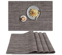 homEdge Lot de 4 sets de table en PVC, antidérapants, résistants à la chaleur, lavables, gris