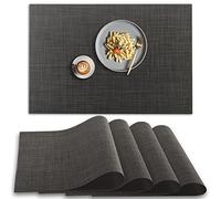 homEdge Lot de 4 Sets de Table en PVC, antidérapants, résistants à la Chaleur, lavables, Noirs