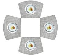 homEdge Lot de 4 sets de table en PVC - Lavables - Pour table ronde - Blanc et gris