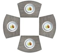 homEdge Lot de 4 sets de table en PVC - Lavables - Pour table ronde - Gris lin