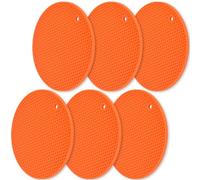homEdge Lot de 6 dessous de plat en silicone, multi-usages, antidérapants, résistants à la chaleur, orange
