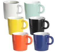 homEdge Lot de 6 mini tasses à expresso Procelain en céramique pour expresso, thé - 120 ml - Couleurs assorties
