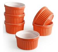 homEdge Lot de 6 ramequins en porcelaine, 240 ml, bol à crème glacée, bol à crème brûlée, pour pâtisserie, orange