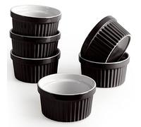 homEdge Lot de 6 ramequins en porcelaine, 240 ml, bol à crème glacée, bol à crème brûlée, pour pâtisserie, noir