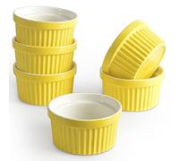 homEdge Lot de 6 ramequins en porcelaine, 240 ml, bol à crème glacée, pour crème brûlée, soufflé, pour pâtisserie, jaune