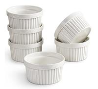 homEdge Lot de 6 ramequins en porcelaine, 240 ml, bol à crème glacée, pour crème brûlée, soufflé, pour pâtisserie, blanc