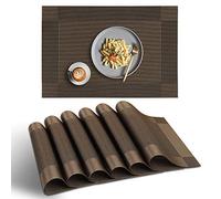 homEdge Lot de 6 Sets de Table antidérapants et résistants à la Chaleur en Vinyle - Marron