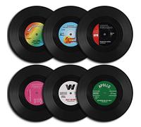homEdge Lot de 6 sous-Verres en Forme de Disque Vinyle rétro