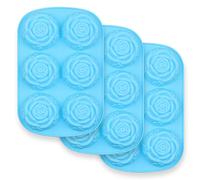 homEdge Moule en forme de fleurs en silicone à 6 cavités, ensemble de 3 pièces antiadhésives en silicone de qualité alimentaire, moule Jumbo Rose pour gelée de bonbons au chocolat, glaçon - Roses