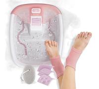 HoMedics Bubble Bliss® Deluxe Coffret cadeau bain de pieds - Spa chauffant pour les pieds avec bulles revigorantes, 3 accessoires de massage, pierre ponce, chaussettes hydratantes pour talon et