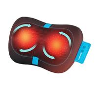 HoMedics Coussin de Massage Shiatsu Portable avec Chauffage - Bas du Dos, Cou et Épaules, Masseurs Musculaires Profonds avec 4 Nœuds Rotatifs, 2 Directions, Coussin de Massage Chauffant