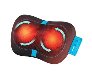 HoMedics Coussin de Massage Shiatsu Portable avec Chauffage - Bas du Dos, Cou et Épaules, Masseurs Musculaires Profonds avec 4 Nœuds Rotatifs, 2 Directions, Coussin de Massage Chauffant