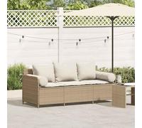 HOMEELIKE Canap¨¦ de Jardin avec Coussins 3 Places Beige r¨¦sine tress¨¦e