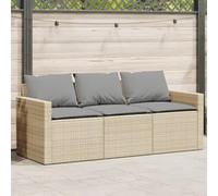 HOMEELIKE Canap¨¦ de Jardin avec Coussins 3 Places Beige r¨¦sine tress¨¦e