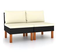 HOMEELIKE Canapés centraux 2 pcs Résine tressée et Bois d'eucalyptus