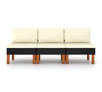 HOMEELIKE Canapés centraux 3 pcs Résine tressée et Bois d'eucalyptus