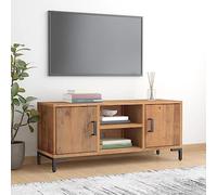HOMEELIKE Meuble TV Marron 110x35x48 cm Bois de pin Massif
