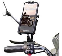 Homeet Support Téléphone Moto Support Smartphone en Aluminum pour Rétroviseur de Moto avec 360 Degrés Rotation pour 4" à 7" Smartphones