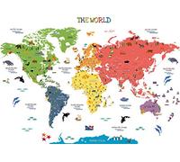 HomeEvolution Autocollants muraux amovibles pour enfants Motif carte du monde