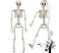 Homefantasy 2 Pièces Squelette Halloween,Squelette d'halloween Complet,Squelette Articulé d'halloween,avec Articulations Mobiles,pour Halloween,Extérieur,Intérieur,Jardin,Maison,Terrasse(40cm)