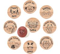 Homefantasy 9 Tampons Enseignants Français en Bois, Timbres Scolaires à Motif d'Animaux, Éloge d'Élève et Correction