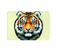 HOMEFC Little Fat Tiger Paillasson d'intérieur et d'extérieur en forme de tête de tigre 40,6 x 61 cm Tapis de bienvenue antidérapant facile à nettoyer