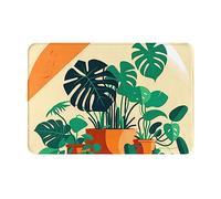 HOMEFC Paillasson en bambou avec dos tortue de dessin animé pour intérieur et extérieur, tapis de bienvenue 40,6 x 61 cm, antidérapant, facile à nettoyer