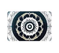 HOMEFC Paillasson rond noir et blanc pour intérieur et extérieur, tapis de bienvenue 40,6 x 61 cm, antidérapant, facile à nettoyer