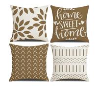 Homefeelzydys Housses de Coussin, Housses de Coussin 45 x 45, Lot de 4 taies d'oreiller carrées Marron 16 x 16, Lot de 4 pour terrasse extérieure, Jardin, Salon, canapé, décoration de Ferme