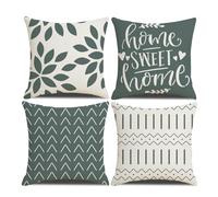 Homefeelzydys Housses de Coussin, Housses de Coussin 45 x 45, Lot de 4 taies d'oreiller carrées Vert foncé 16 x 16, Lot de 4 pour terrasse extérieure, Jardin, Salon, canapé, décoration de Ferme