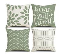 Homefeelzydys Housses de Coussin, Housses de Coussin 50 x 50, Lot de 4 taies d'oreiller carrées Vert foncé 16 x 16, Lot de 4 pour terrasse extérieure, Jardin, Salon, canapé, décoration de Ferme