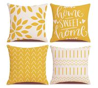Homefeelzydys Lot de 4 Housses de Coussin carrées pour extérieur, terrasse, Jardin, Banc, Salon, canapé, décoration Rustique - 50 x 50 cm - Jaune