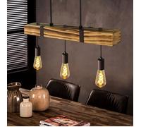 Homefire 3xE27 Lampe pendante vintage à hauteur réglable - Bois - Jaune - 6*6*61 cm