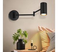 Homefire Applique Intérieur Noir - Vintage Spot mural Chambre Applique Orientable Métal Eclairage Cage d'escalier Rétro GU10 pour salon couloir - Sans ampoule