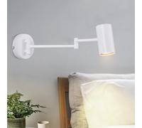 Homefire Applique murale intérieure GU10 - Lampe de chambre Applique murale Moderne Blanc Long bras Orientable Métal Eclairage mural pour salon couloir - Sans ampoule